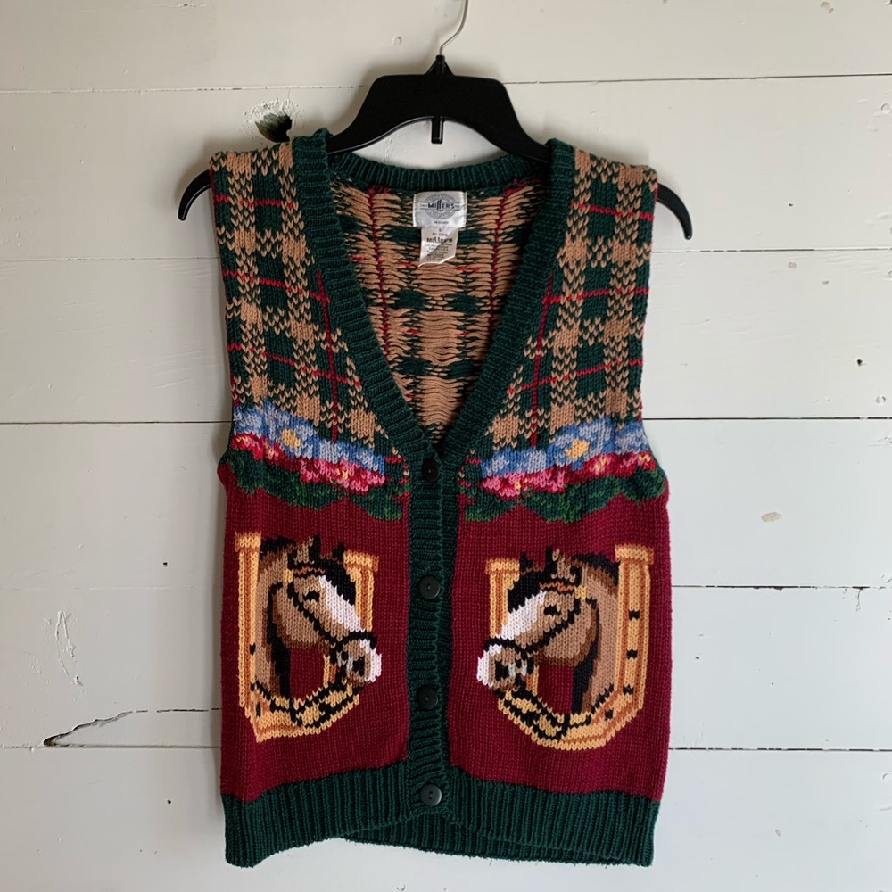 VINTAGE Cottagecore Equestrian Cotton Sweatervest